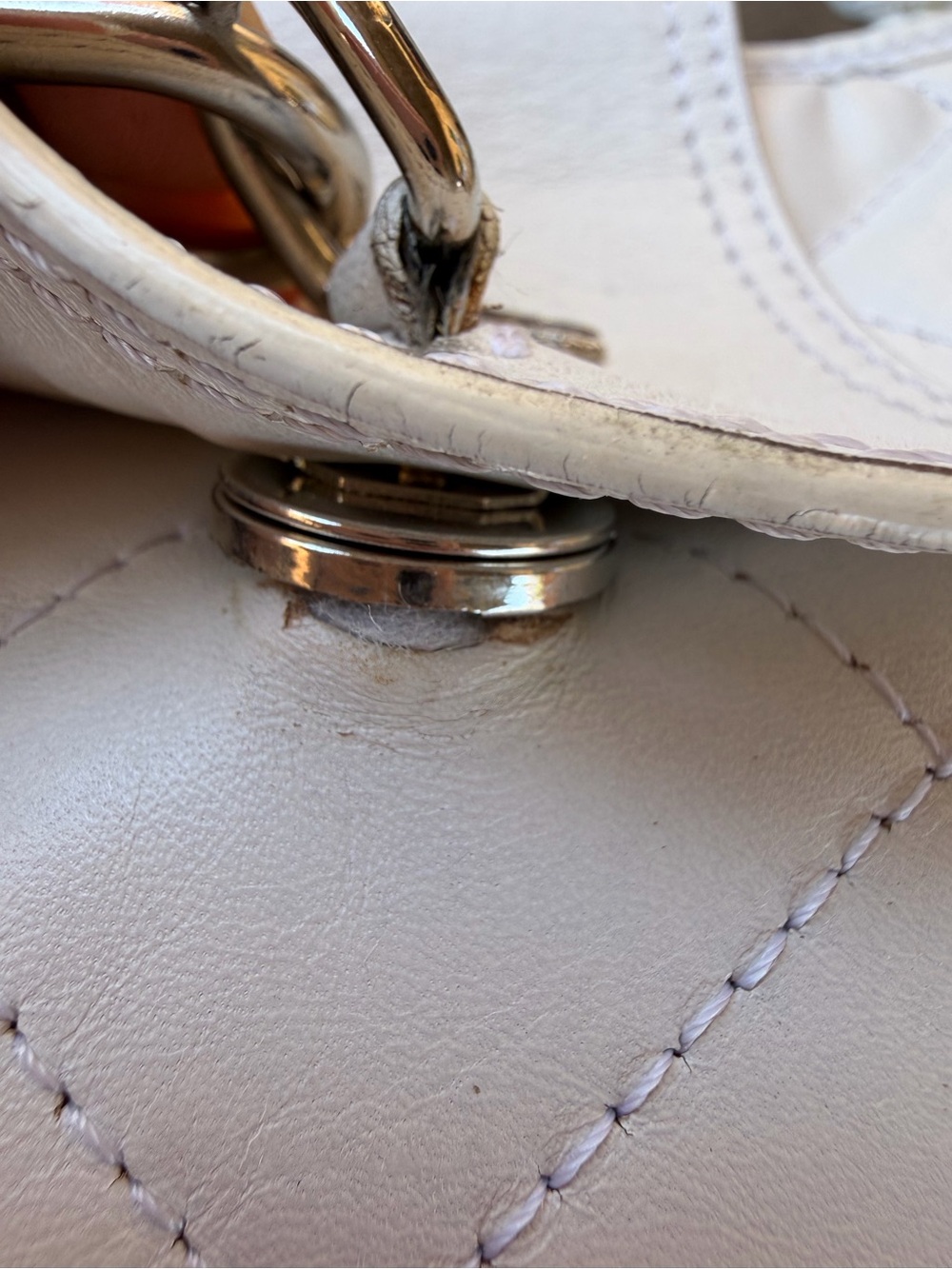 Burberry White Quilted hobo Shoulder Bag with Silver Hardware*Read Description - Picture 5 of 16